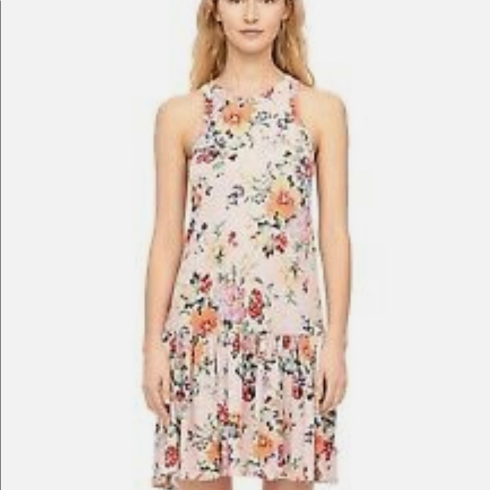 Rebecca Taylor Pink Floral Linen Drop Waist Mini Dress – Size Medium